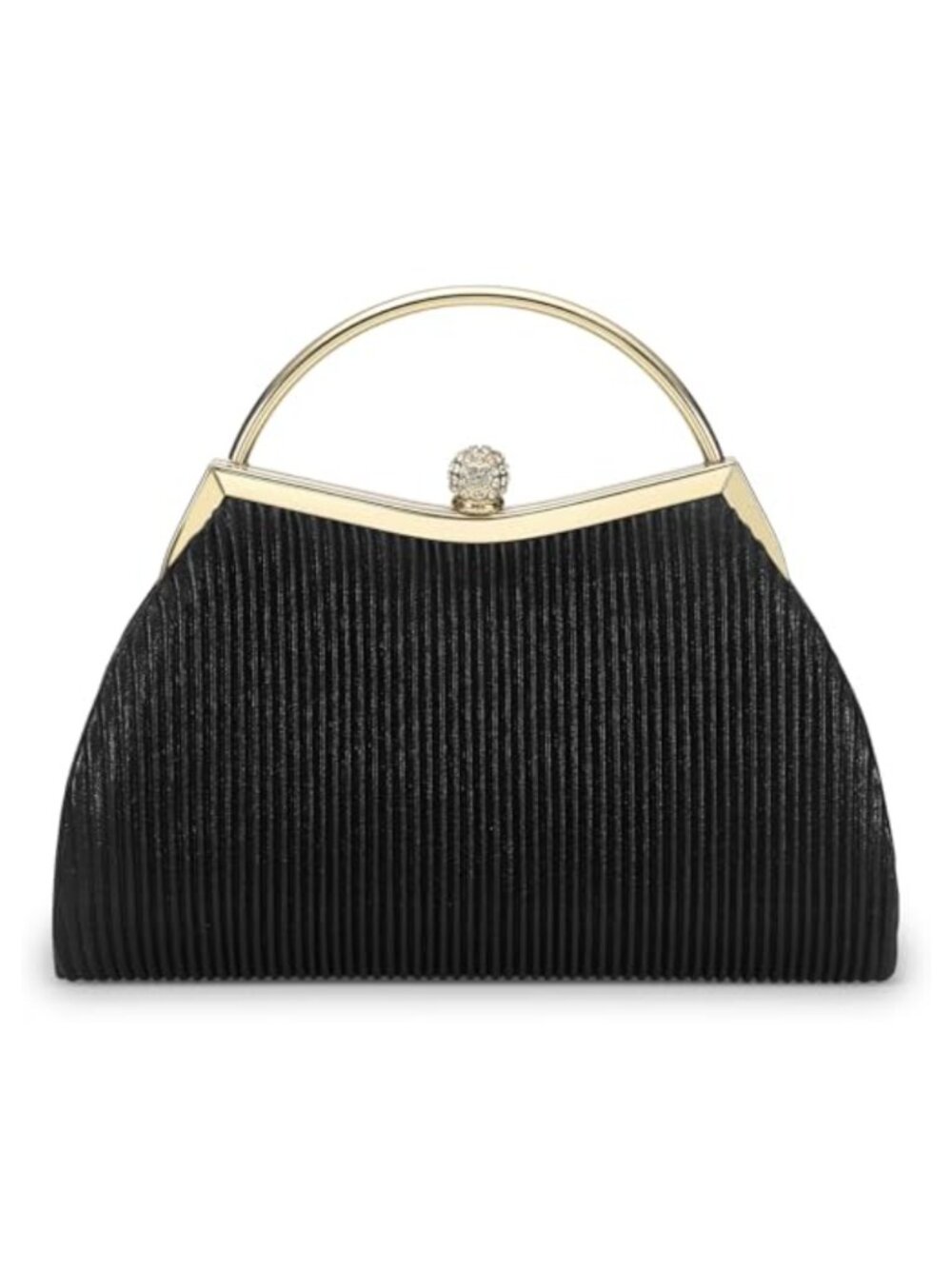 Satin Evening Clutch Purse Rhinestone Clasp Detachable Strap Formal Bag
